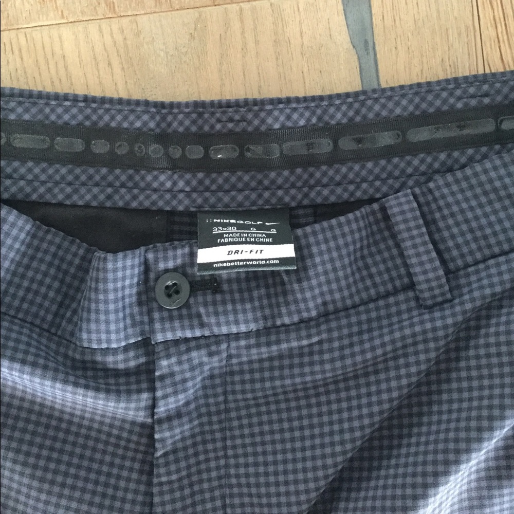 Nike Golf Dri Fit Pants Sz 33x30 blue black checks